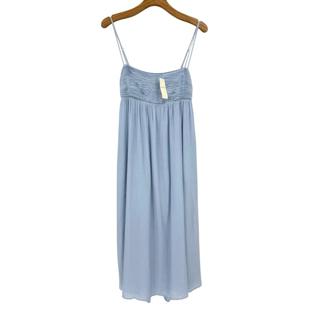 Abercrombie & Fitch Crinkle Textured Maxi Dress in Blue Large Petite NWT *flaw
